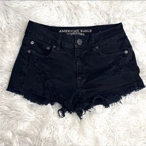 American Eagle Outfitters Black Frayed Jean Shorts